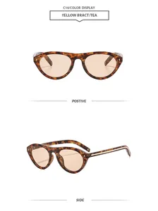 Vues de face et de côté de lunettes de soleil œil-de-chat ovales rétro élégantes