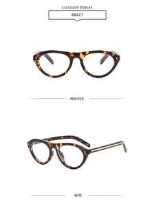 Vues détaillées des lunettes œil-de-chat en écaille de tortue de face et de profil