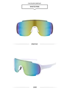 Occhiali da sole sportivi bianchi oversize con lenti a specchio colorate per bici