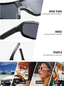 Viste dettagliate di naselli e cerniere su occhiali da sole sportivi oversize alla moda