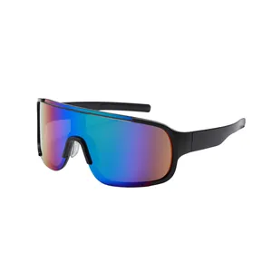 Occhiali da sole da ciclismo oversize con lenti a specchio sfumate protettive