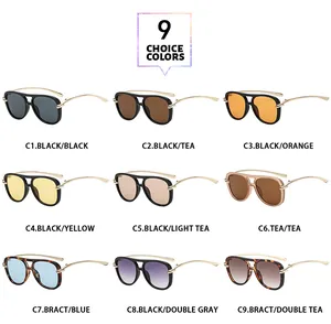 Oversized double bridge aviator sunglasses shown in nine stylish color variations