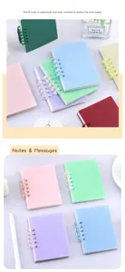 Gros plan de carnets à spirales A7 colorés avec couvertures en PP imperméables pastel.
