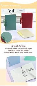Élégant mini carnet A7 à feuilles mobiles aux couleurs douces et couverture translucide