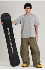 Pantalones de esquí impermeables holgados verde oliva con bolsillos cargo para hombre y mujer