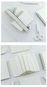 Close-up detail of the mini portable PP frosted spiral notebook pages and translucent pouch