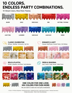 10-color PET wavy foil fringe banner for party backdrop and festive event decorations