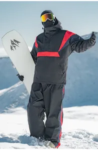Wasserdichter farblockierter Skianzug für Damen und Herren mit Schlupfjacke und Hose