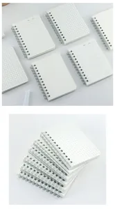 Mini spiral notebooks with frosted covers featuring grid, lined, and blank inner pages