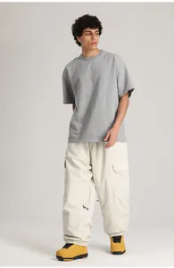 Pantalon de snowboard cargo blanc crème ample pour homme pour le ski et le sport d'hiver