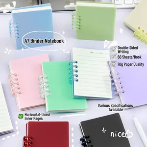 Cahier à Feuillets Mobiles A7 Couverture en PP Givré Reliure à Anneaux Spirale Journal Planificateur Personnel Papier Ligné pour École Bureau Étudiants Papeterie