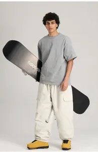 Pantalon de ski cargo blanc imperméable et coupe-vent pour hommes avec poches