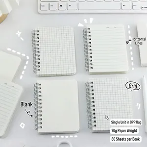 Portable Mini Spiral Notebook PP Frosted Transparent Cover Small Pocket Memo Pad Grid Lined Blank Pages Journal Stationery For Daily Office School