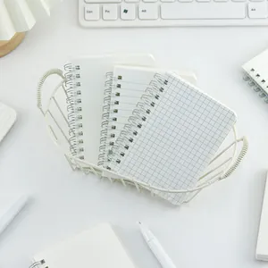 Minimalist frosted PP spiral notebook with transparent cover and grid paper pages