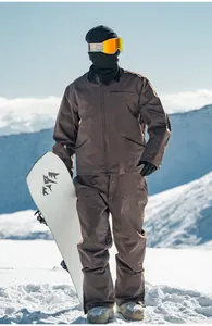 Set completo di giacca e pantaloni da snowboard in stile workwear vintage marrone da uomo