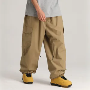 Pantalon de ski cargo imperméable coupe ample pour hommes et femmes kaki