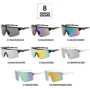 Visualizzazione di otto opzioni di colore per occhiali da sole sportivi semi-rimless per ciclismo.