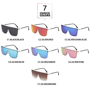 Occhiali da sole flat top senza montatura in 7 colori specchiati trendy