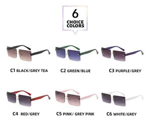Resumen de seis opciones de colores modernos para gafas de sol cuadradas sin montura