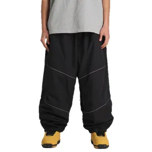 Wasserdichte übergroße schwarze Skihose mit reflektierenden Paspeln für Wintersport