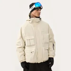 Giacca da Sci in Stile American Workwear per Uomo Donna Oversize Impermeabile Antivento Multitasche Giacca da Snowboard Invernale Calda Cappotto Sportivo