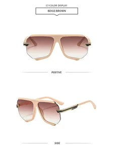 Stijlvolle retro oversized zonnebril in beige en bruin met prachtige gradiëntglazen.