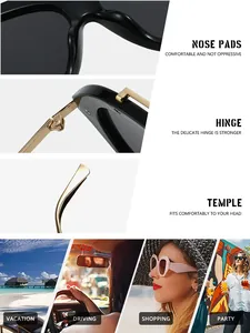Detail view showing comfortable nose pads, durable hinges and temples of aviator sunglasses.