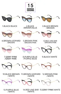 Aperçu de 15 variantes de couleurs pour lunettes de soleil œil-de-chat avec métal