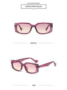Occhiali da sole quadrati con montatura piccola in variante colore viola rosa giallo