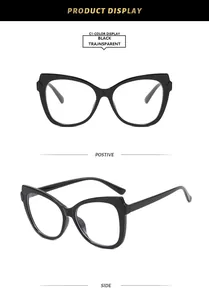 Detaillierte Vorder- und Seitenansicht der modischen schwarzen Cat-Eye-Brille mit Blaulichtfilter