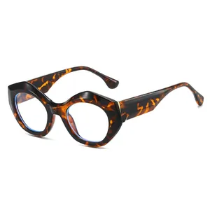 Modische Brille mit Schildpatt-Polygonrahmen für Damen mit klaren Gläsern Stilvoll
