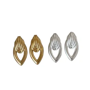 Boucles d'oreilles minimalistes en métal en forme de goutte creuse dorées et argentées
