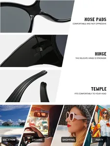 Detailed features of vintage oval sunglasses including hinge, temple and nose pads