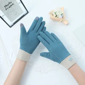 Women Winter Thermal Gloves Rabbit Hair Velvet Touchscreen Mittens For Ladies Outdoor Driving Windproof Coldproof Warm Gloves