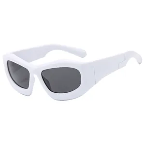 Modern white Y2K bubble frame sunglasses with dark tinted lenses for trendy streetwear