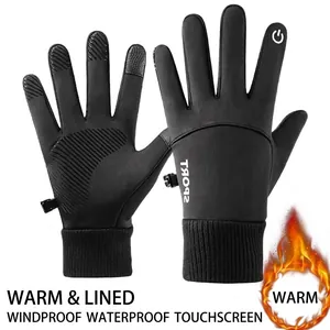 Men Winter Outdoor Gloves Waterproof Windproof Touchscreen Thermal Fleece Lined Non-Slip Driving Cycling Sport Mittens