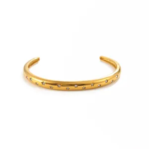 Vue détaillée d'un bracelet jonc en acier inoxydable doré à l'or 18 carats
