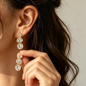 316L Edelstahl Ohrstecker Für Damen Süße Strass Träne Geometrische Ohrringe Hochzeit Party Schmuck Geschenk
