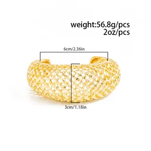 Dimensioni dettagliate del bracciale a polsino in maglia intrecciata dorata, 3 cm