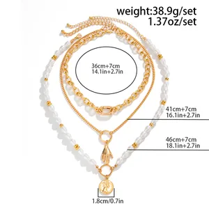 Dimensions et poids détaillés pour l'ensemble collier pendentif portrait perle baroque.