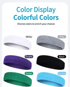 Variety of multi-color sweat-absorbent sports headbands for running and yoga fitness