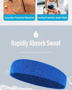 High-definition detail showing the breathable knit texture of a blue sports headband