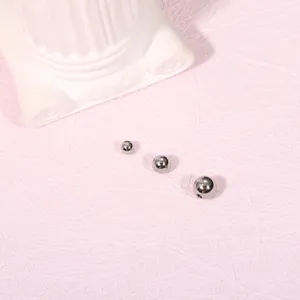 Set of three high-shine stainless steel piercing replacement balls with internal thread