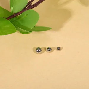 Set of three silver stainless steel internally threaded piercing replacement balls in various sizes