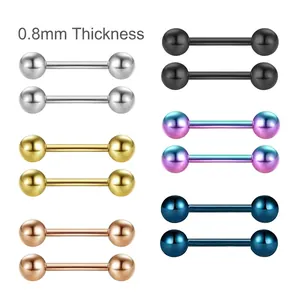 Orecchini a Bottone Barbell a Doppia Sfera in Acciaio Inossidabile da 0.8mm Gioielli Minimalisti per Piercing alla Cartilagine da Donna e Uomo