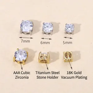 Colgantes de circonita AAA de alta calidad con engastes de acero titanio de 5-7mm
