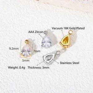 Colgante de piedra de nacimiento de circonita AAA en forma de pera, acero bañado en oro 18K.