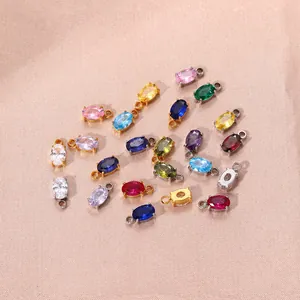 Ciondoli ovali colorati in zirconia cubica per la creazione di gioielli fai da te