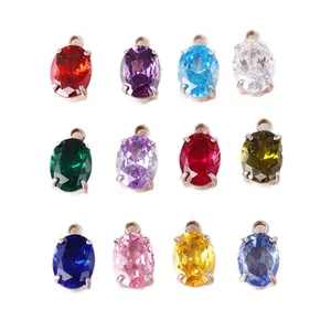 Set di 12 ciondoli ovali colorati in zircone per la creazione di gioielli