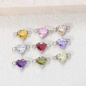 Hartvormige roestvrijstalen zirkonia-connectoren voor DIY-sieraden, 5 mm geboortestenen